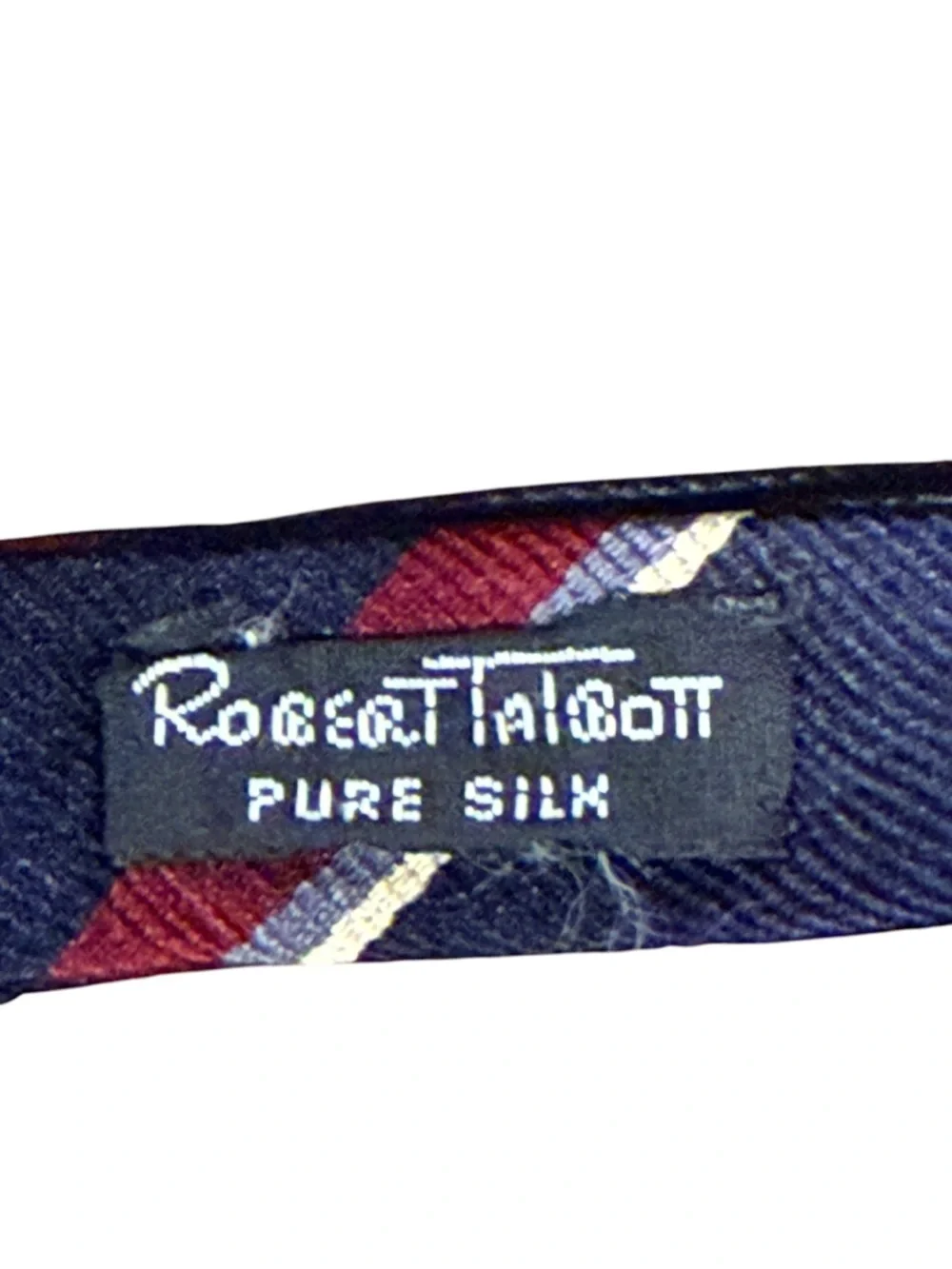 Robert Talbott Silk Bow Tie Navy Burgundy Stripe Self-Tie Vintage Men